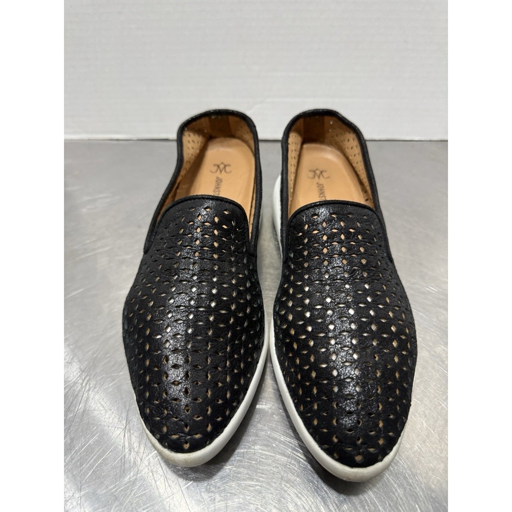 Johnston & Murphy Women's Black Perforated Leather Slip On Loafers TruFoam  7.5